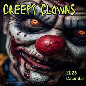 Creepy Clown Calendar 2026 Scary Clown Calendar Evil Clown Horror Movie Calendar